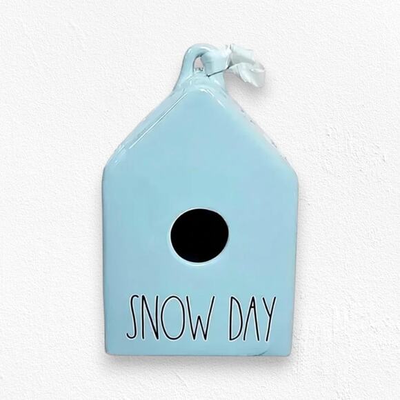Rae Dunn Other - Rae Dunn Light Blue Snow Day Ceramic Birdhouse House Shaped Winter Decoration